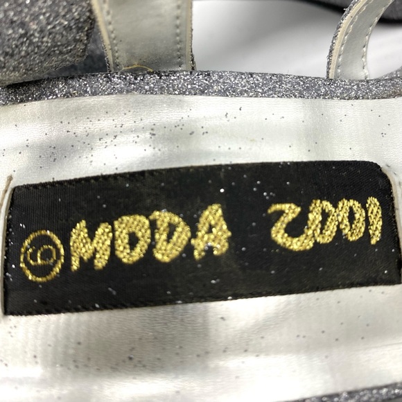 Vintage Y2K Glitter Strappy Block Heel Platform Shoes - Picture 7 of 7